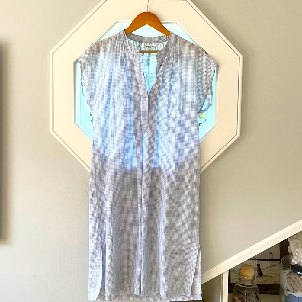 Scarlette summer shift dress, cotton, blue/white
